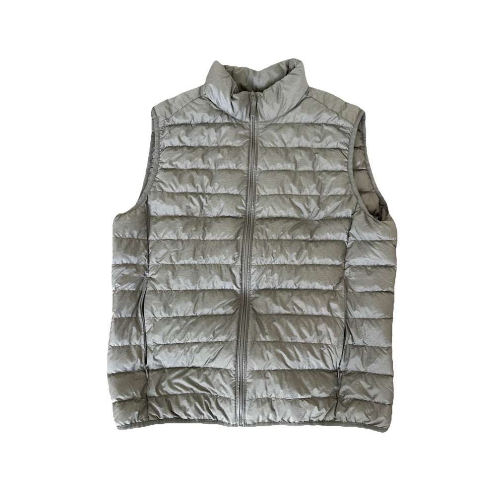 Uniqlo Womens Front Zip Mock Neck Packable Vest Jacket Gray Sz Medium Down MINT